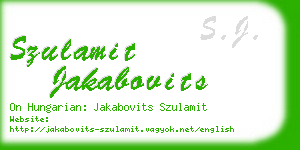 szulamit jakabovits business card